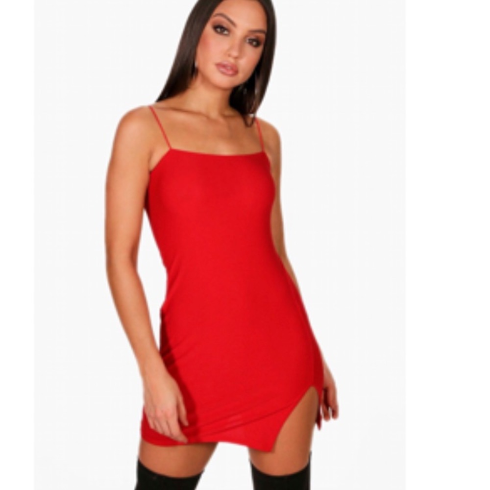 Red mini dress